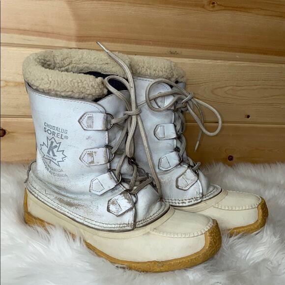 Sorel Chugalug White Cream Winter Boots Vintage - Picture 2 of 12